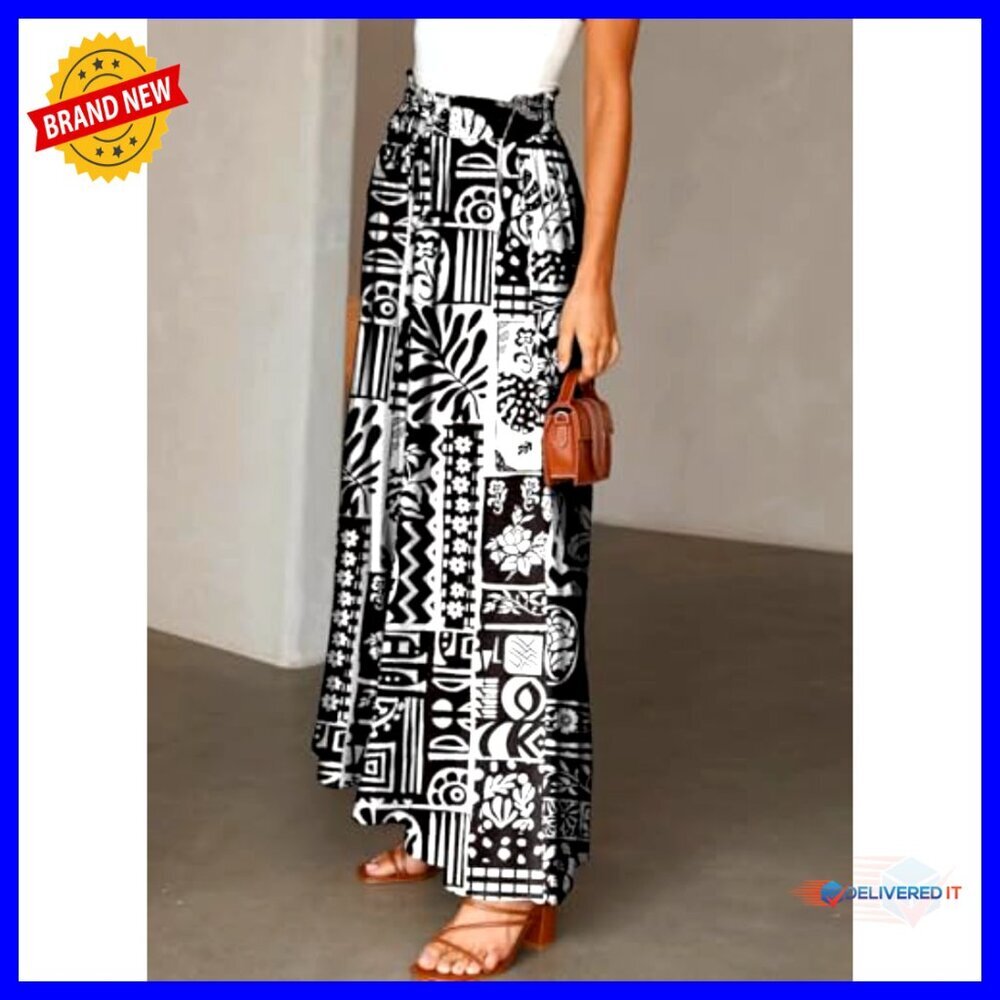 Elastic Waist Wide Leg Pants Casual Comfortable Loose Fit with Pockets - Picture 4 of 7
